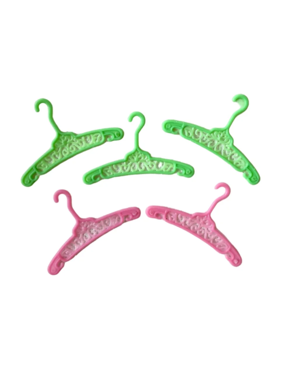 Vintage Barbie -clone Filigree Plastic Clothes Hangers set of 5 doll accessories